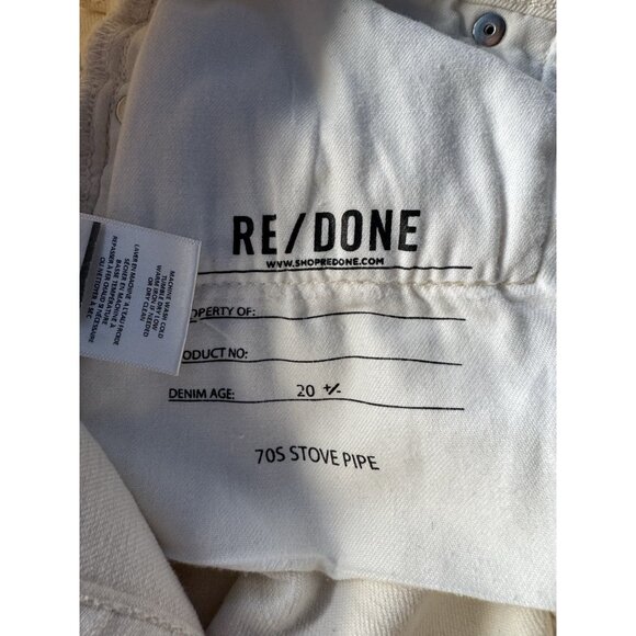 Re/Done 70s Stove Pipe High Rise Straight Leg Jeans Vintage White Women's Sz 24 - Picture 6 of 13